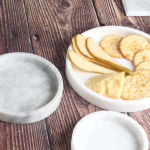 White Round Natural Marble Tray