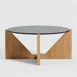 Marble Coffee Table with Natural White Oak Wood Base